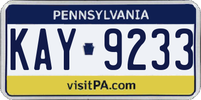PA license plate KAY9233
