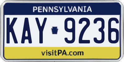 PA license plate KAY9236
