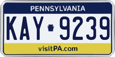 PA license plate KAY9239