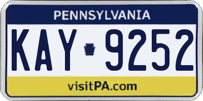 PA license plate KAY9252