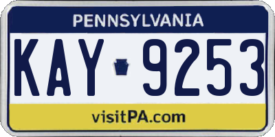 PA license plate KAY9253