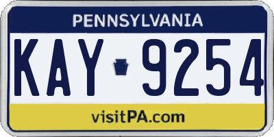 PA license plate KAY9254