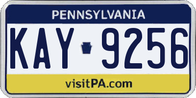 PA license plate KAY9256