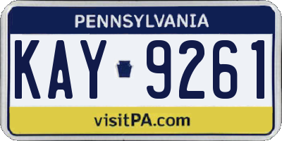 PA license plate KAY9261