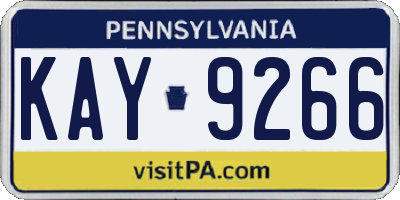PA license plate KAY9266
