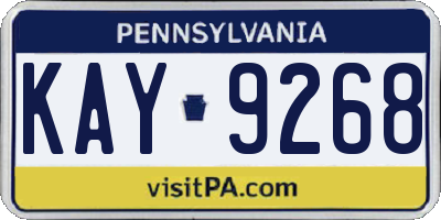 PA license plate KAY9268