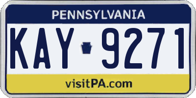 PA license plate KAY9271