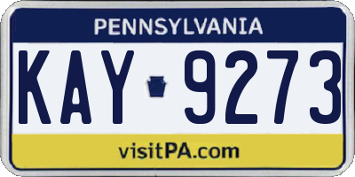 PA license plate KAY9273