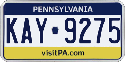 PA license plate KAY9275