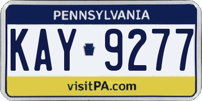 PA license plate KAY9277