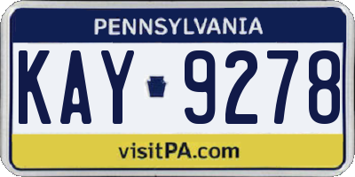 PA license plate KAY9278