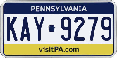 PA license plate KAY9279