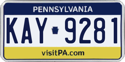 PA license plate KAY9281