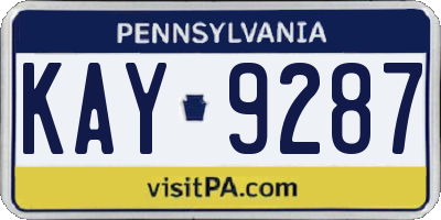PA license plate KAY9287
