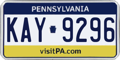 PA license plate KAY9296