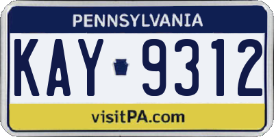 PA license plate KAY9312