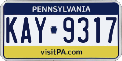 PA license plate KAY9317