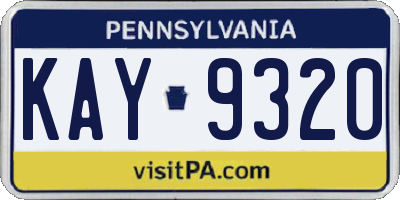 PA license plate KAY9320