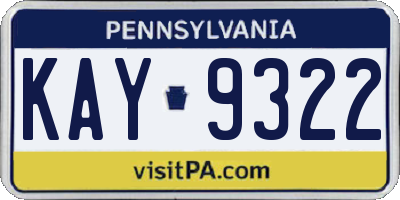 PA license plate KAY9322