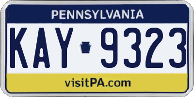 PA license plate KAY9323