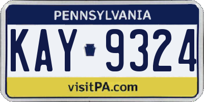 PA license plate KAY9324