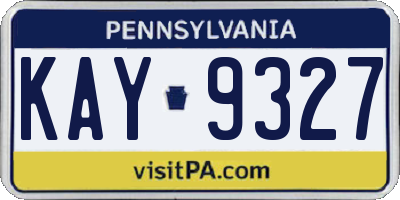 PA license plate KAY9327