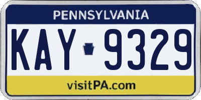 PA license plate KAY9329