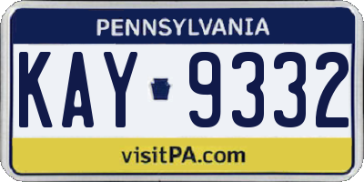 PA license plate KAY9332