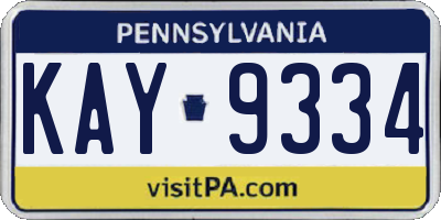 PA license plate KAY9334