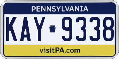 PA license plate KAY9338