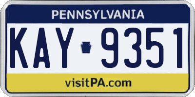 PA license plate KAY9351