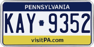 PA license plate KAY9352