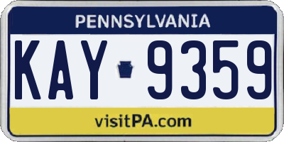 PA license plate KAY9359