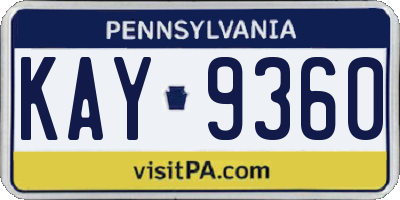 PA license plate KAY9360