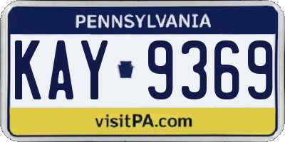 PA license plate KAY9369