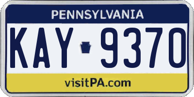 PA license plate KAY9370
