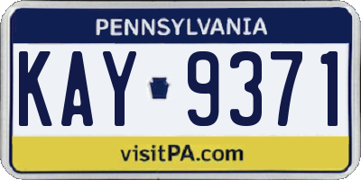 PA license plate KAY9371