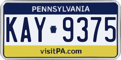 PA license plate KAY9375