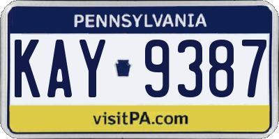 PA license plate KAY9387