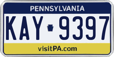 PA license plate KAY9397