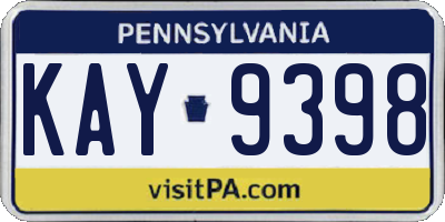PA license plate KAY9398