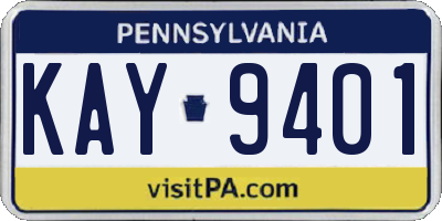 PA license plate KAY9401