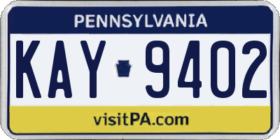 PA license plate KAY9402