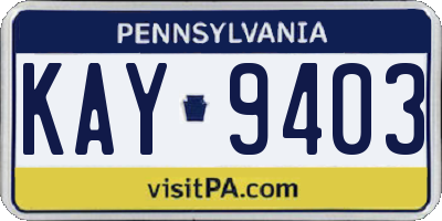 PA license plate KAY9403