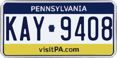 PA license plate KAY9408