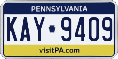 PA license plate KAY9409