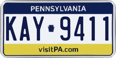 PA license plate KAY9411