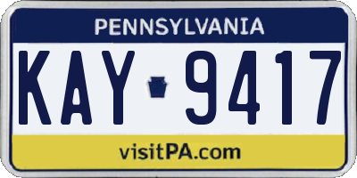 PA license plate KAY9417