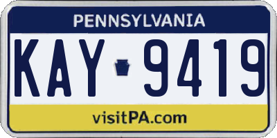 PA license plate KAY9419