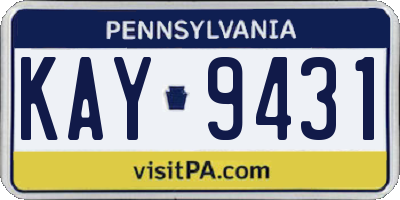 PA license plate KAY9431